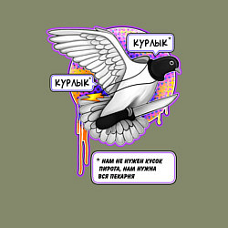 Свитшот хлопковый мужской Голубь бунтарь, цвет: авокадо — фото 2