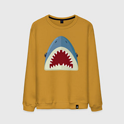 Свитшот хлопковый мужской Красивая акула, цвет: горчичный