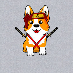 Свитшот хлопковый мужской Корги - самурай, цвет: меланж — фото 2