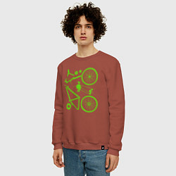 Свитшот хлопковый мужской Детали велосипеда, цвет: кирпичный — фото 2