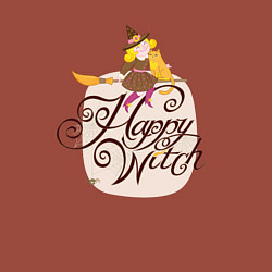 Свитшот хлопковый мужской Волшебница с котиком на метле Happy Witch, цвет: кирпичный — фото 2
