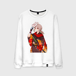 Свитшот хлопковый мужской Каэдэхара Кадзуха с мечом, цвет: белый