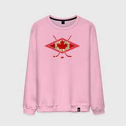 Свитшот хлопковый мужской Флаг Канады хоккей, цвет: светло-розовый
