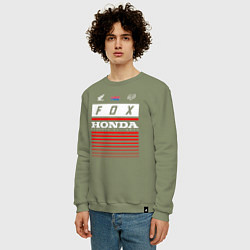 Свитшот хлопковый мужской Honda racing, цвет: авокадо — фото 2