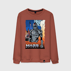 Свитшот хлопковый мужской Mass Effect N7 - Warrior, цвет: кирпичный