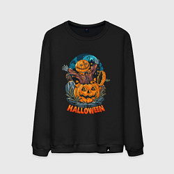 Свитшот хлопковый мужской Halloween Scarecrow, цвет: черный