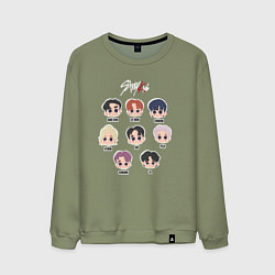 Свитшот хлопковый мужской Stray Kids Chibi, цвет: авокадо