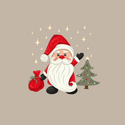 Свитшот хлопковый мужской Дед Мороз с подарками Новый год, цвет: миндальный — фото 2