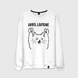 Свитшот хлопковый мужской Avril Lavigne - rock cat, цвет: белый