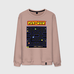 Свитшот хлопковый мужской Pac-Man на ZX-Spectrum, цвет: пыльно-розовый