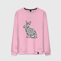 Свитшот хлопковый мужской Узорный кролик, цвет: светло-розовый