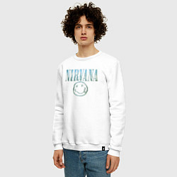 Свитшот хлопковый мужской Nirvana - смайлик, цвет: белый — фото 2