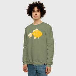 Свитшот хлопковый мужской Золотая рыбкa, цвет: авокадо — фото 2