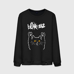 Свитшот хлопковый мужской Blink 182 rock cat, цвет: черный