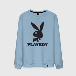 Свитшот хлопковый мужской Playboy - Игровой джостик, цвет: мягкое небо