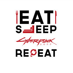 Свитшот хлопковый мужской Надпись: eat sleep Cyberpunk 2077 repeat, цвет: белый — фото 2