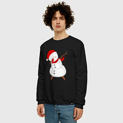 Свитшот хлопковый мужской Снеговик дэб, цвет: черный — фото 2