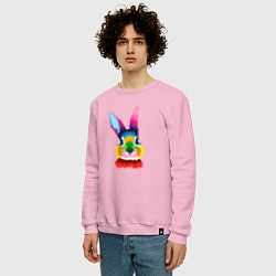 Свитшот хлопковый мужской Поп-арт кролик, цвет: светло-розовый — фото 2