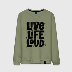 Свитшот хлопковый мужской Живи громко, цвет: авокадо