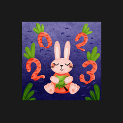 Свитшот хлопковый мужской Новый год 2023, заяц с ёлочкой и цифрами морковкам, цвет: черный — фото 2