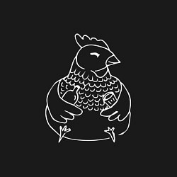 Свитшот хлопковый мужской Довольная курица белая, цвет: черный — фото 2