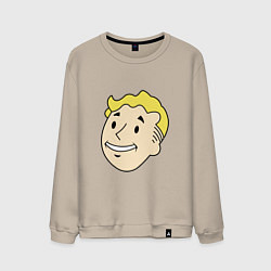 Свитшот хлопковый мужской Vault boy head, цвет: миндальный