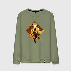 Свитшот хлопковый мужской Силуэт Чжун Ли, цвет: авокадо