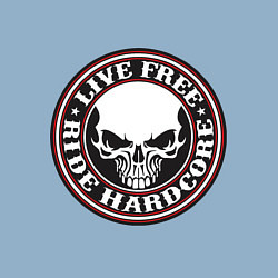 Свитшот хлопковый мужской Biker sticker - live free ride hardcore, цвет: мягкое небо — фото 2