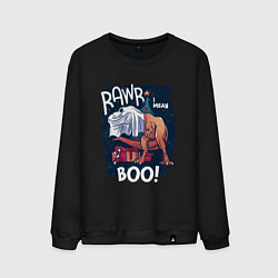 Свитшот хлопковый мужской Rawr boo, цвет: черный