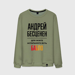 Свитшот хлопковый мужской Андрей бесценен, для всего остального есть бабло, цвет: авокадо