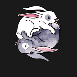 Свитшот хлопковый мужской Два кролика - инь-янь, цвет: черный — фото 2