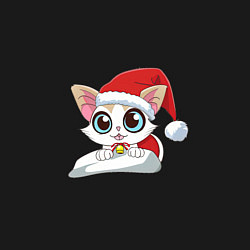 Свитшот хлопковый мужской Милый Санта-Кот, цвет: черный — фото 2