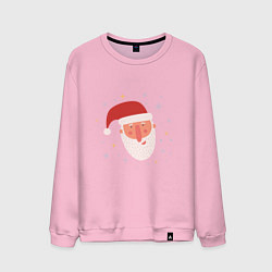 Свитшот хлопковый мужской Голова Деда Мороза, цвет: светло-розовый