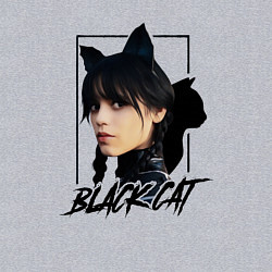 Свитшот хлопковый мужской Wednesday Black cat, цвет: меланж — фото 2