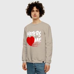 Свитшот хлопковый мужской Haters love me, цвет: миндальный — фото 2