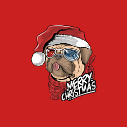 Свитшот хлопковый мужской Pug merry christmas, цвет: красный — фото 2