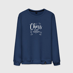 Свитшот хлопковый мужской Chess is my therapy white, цвет: тёмно-синий