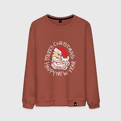 Свитшот хлопковый мужской Santa new year, цвет: кирпичный