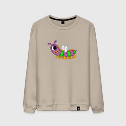 Свитшот хлопковый мужской Мультяшный монстр, цвет: миндальный