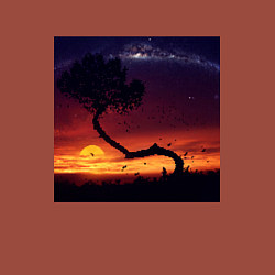 Свитшот хлопковый мужской Пиксельный закат в Африке, цвет: кирпичный — фото 2