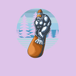 Свитшот хлопковый мужской Йети на сноуборде Снежный человек катается на сноу, цвет: лаванда — фото 2