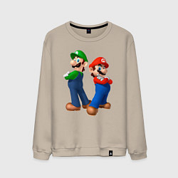 Свитшот хлопковый мужской Марио и Луиджи, цвет: миндальный