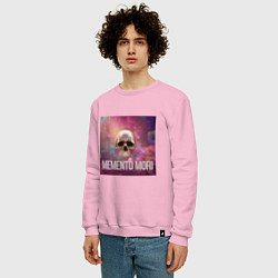 Свитшот хлопковый мужской Череп в цветах memento mori, цвет: светло-розовый — фото 2