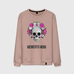 Свитшот хлопковый мужской Череп с короной из цветов memento mori, цвет: пыльно-розовый