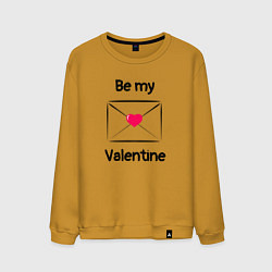 Свитшот хлопковый мужской Be my valentine - валентинка, цвет: горчичный