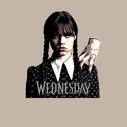 Свитшот хлопковый мужской Уэнсдей Аддамс и вещь на плече, цвет: миндальный — фото 2