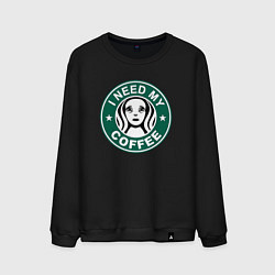 Свитшот хлопковый мужской I need my cofee, цвет: черный