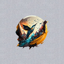 Свитшот хлопковый мужской Арт абстракция - птица, цвет: меланж — фото 2