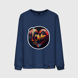 Свитшот хлопковый мужской Love на День Святого Валентина, цвет: тёмно-синий