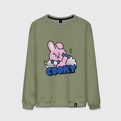 Свитшот хлопковый мужской Cooky BT21 Jungkook, цвет: авокадо